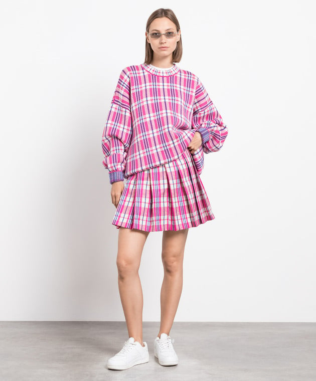 Vetements Pink skirt with pleated check UE54SK380H image 2
