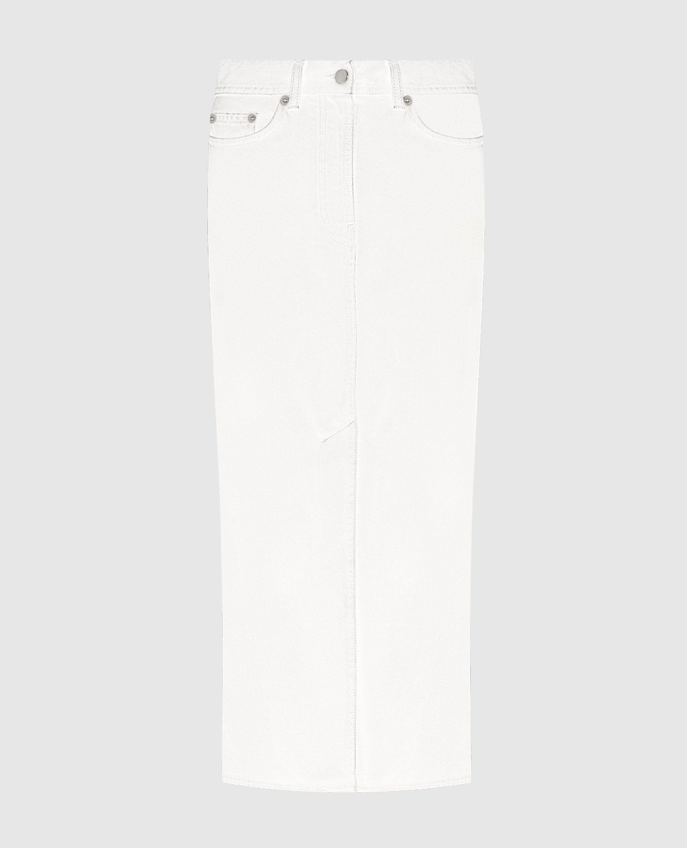 Белая джинсовая юбка миди Rona с логотипом патча.