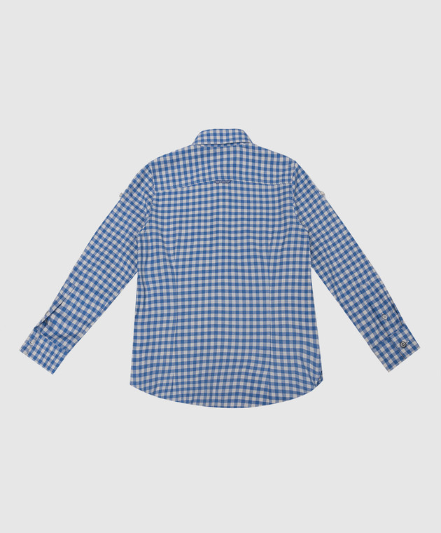 Stefano Ricci Children's blue checked shirt with logo YAC6400020LJ1610 image 2
