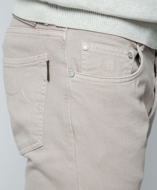 MooRER Beige jeans with logo patch PAVELMEA image 5