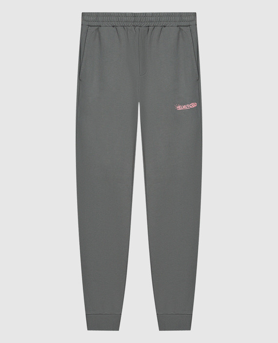 Gray joggers with logo print