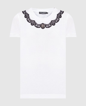 Dolce&Gabbana Белая футболка с металлическим логотипом DG F8T00ZG7H1Z