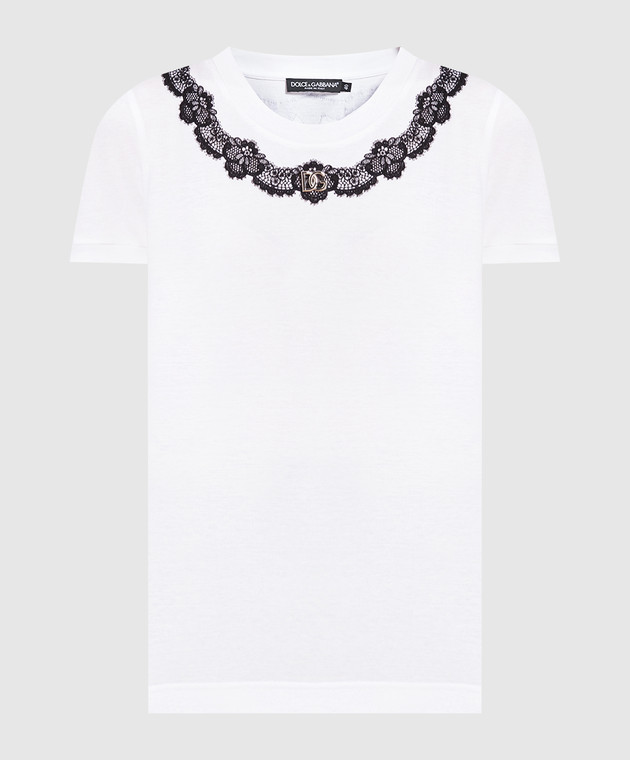 Dolce&Gabbana White t-shirt with metallic DG logo F8T00ZG7H1Z