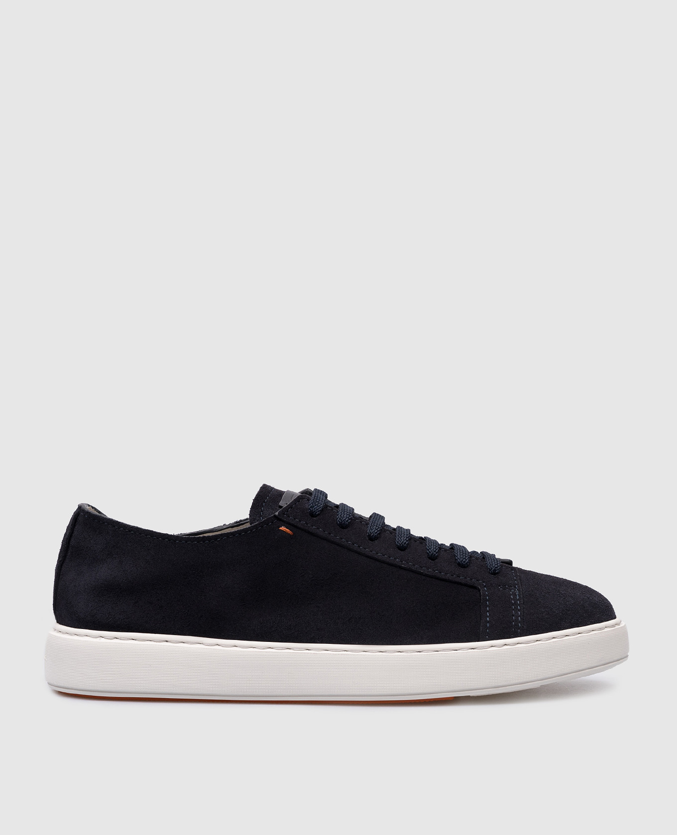 Blue suede trainers with logo print