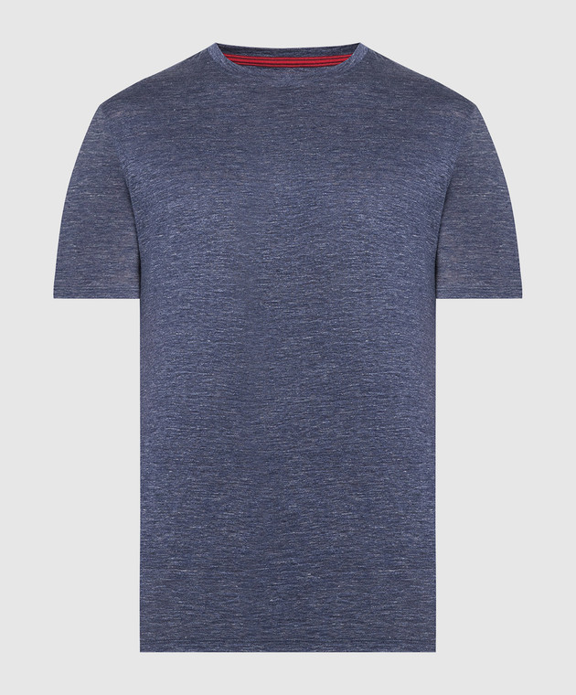 ISAIA Blue melange linen t-shirt MCI154J0299