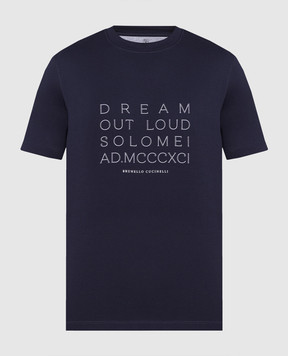 Brunello Cucinelli Синяя футболка с принтом Dream out loud M0T618421