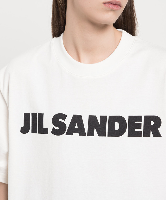 Jil Sander Белая футболка с контрастным принтом логотипа J02GC0001J45148 изображение 5