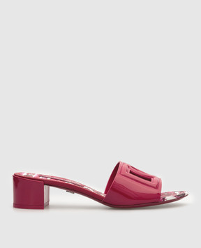 Dolce&Gabbana Рожеві шкіряні лаковані мюлі з логотипом CR1139AN853