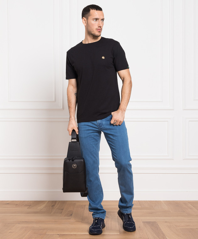 Stefano Ricci Черная футболка с металлическим логотипом MNH2401980803 изображение 2