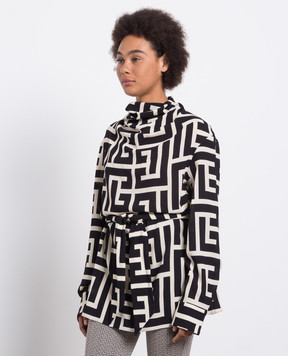 Balmain Блуза из шерсти в принт монограммы логотипа. BF1IL030WC04