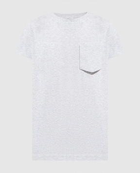 Brunello Cucinelli Сіра меланжева футболка з ланцюжком моніль MPT18BD400