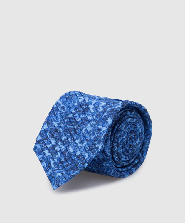 Stefano Ricci Дитяча синя краватка з шовку в пейслі візерунок YCP14NG501