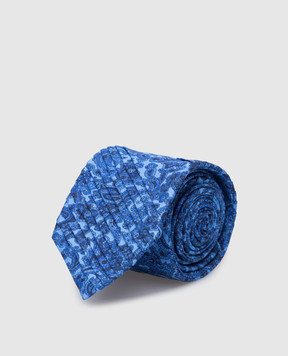 Stefano Ricci Детский синий галстук из шелка в узор пейсли YCP14NG501