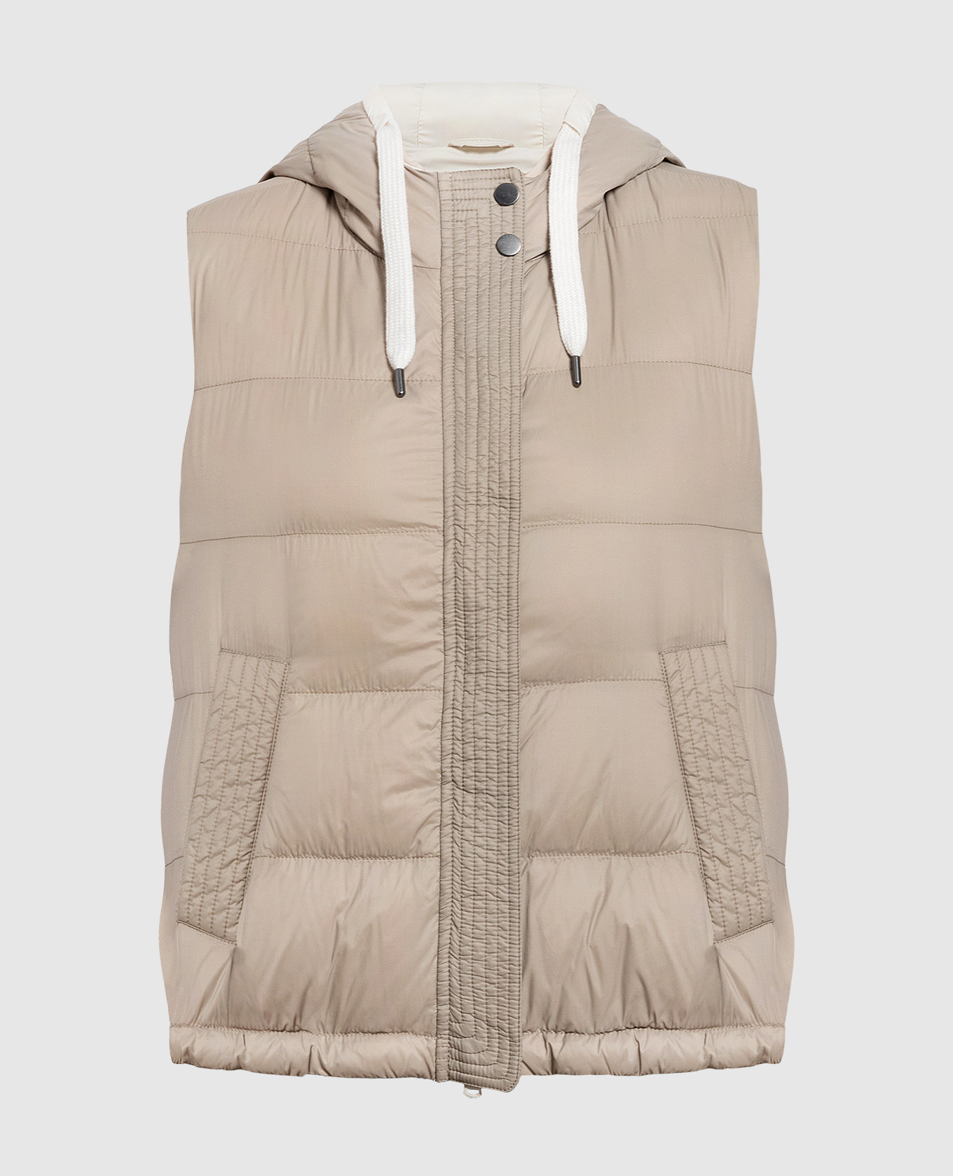 

Бежевый пуховый жилет с цепочкой мониль, Верхняя одежда