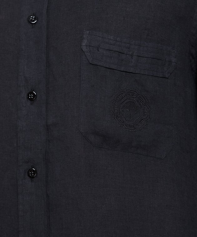 Stefano Ricci Black linen shirt with logo embroidery MC006703LX2330 image 5