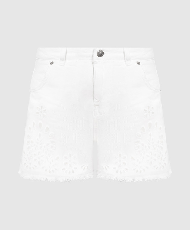 Twinset White denim shorts with embroidery 231TT2752