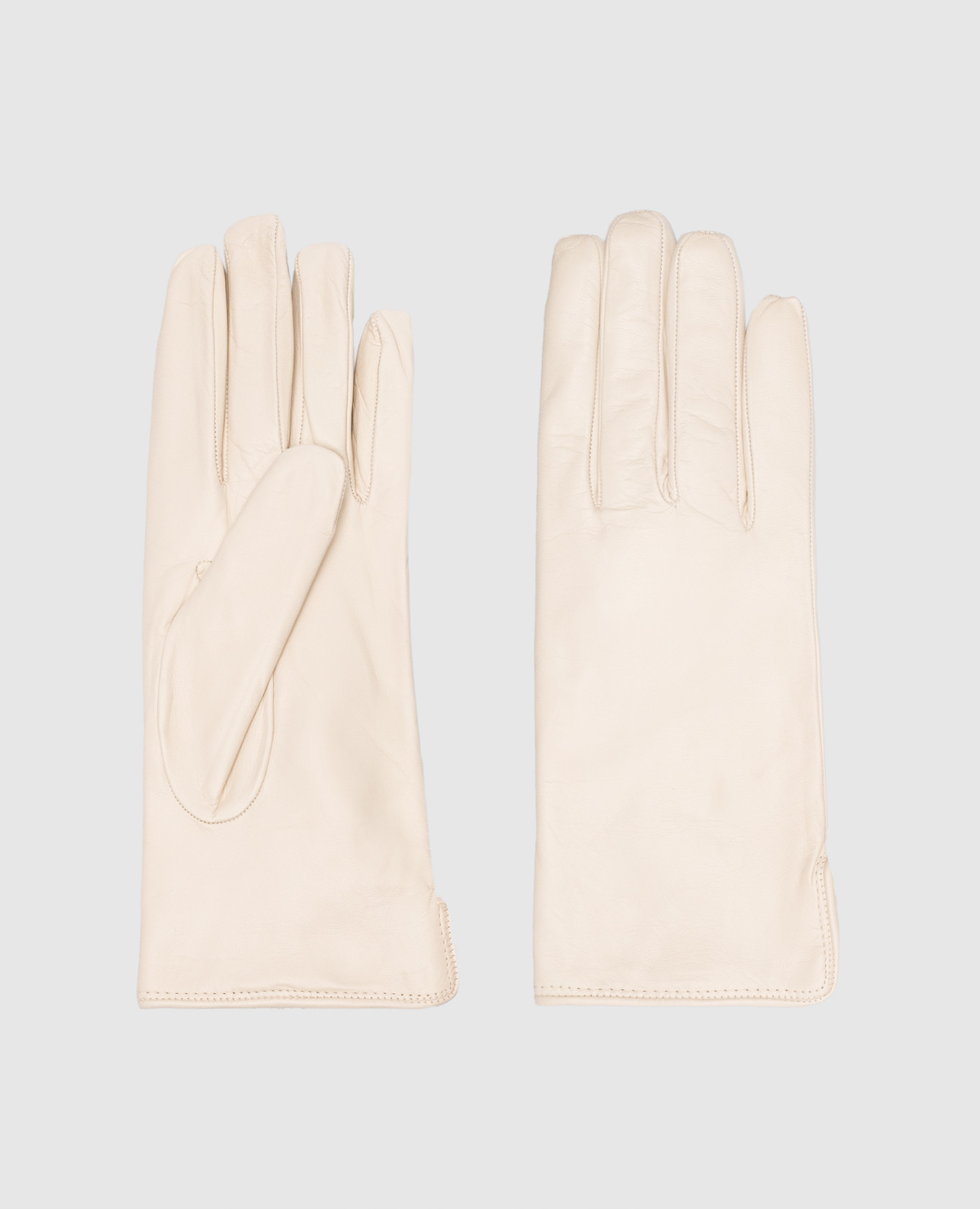 Белые кожаные перчатки на меху