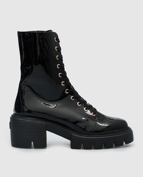 Stuart Weitzman Черные кожаные лакированные ботинки Soho SC238
