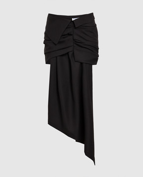 Off-White Черная юбка асимметричного кроя с драпировкой OWCU002S23FAB001