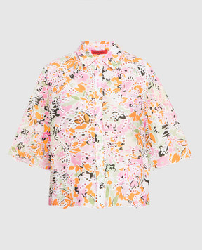 Max & Co Бежевая блузка в цветочный принт с вышивкой бродер. LICHENE