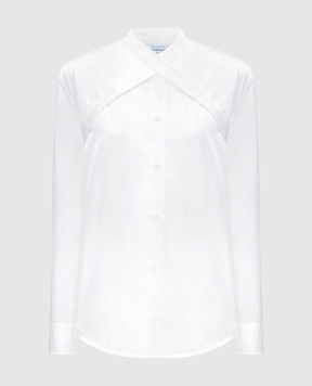 Off-White Белая рубашка с ремешком на воротнике OWGE014F23FAB001