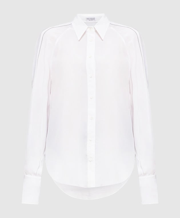Brunello Cucinelli Біла сорочка з шовку з еколатунню MP993NJ516