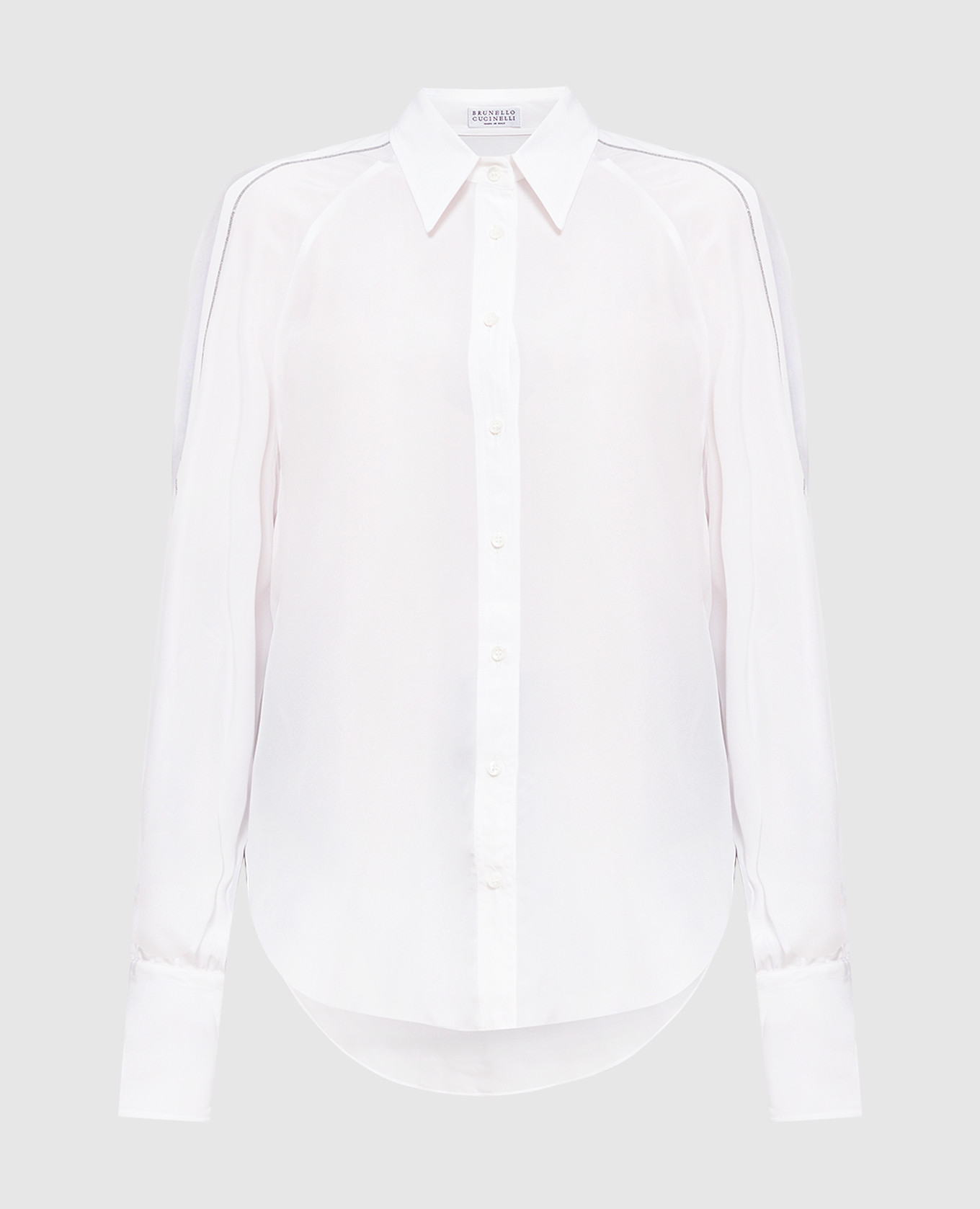 Белая рубашка из шелка с эколатунью