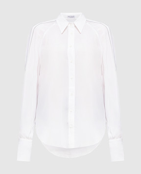 Brunello Cucinelli Белая рубашка из шелка с эколатунью MP993NJ516