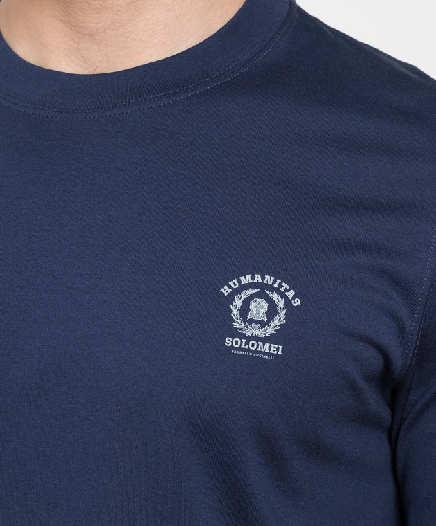 Brunello Cucinelli Голубая футболка с принтом логотипа M0T618442 изображение 5