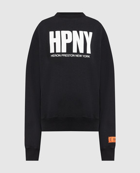 Heron Preston Black sweatshirt with contrasting textured logo HWBA014C99JER004