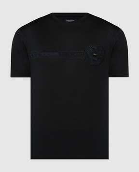 Stefano Ricci Черная футболка с вышивкой логотипа MNH4102990TE0001