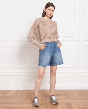 Brunello Cucinelli Сині джинсові шорти з ланцюжком моніль MA095P5833