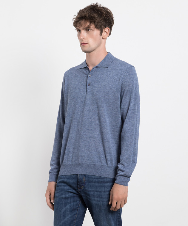 Canali Blue wool polo shirt MK00077C0017 image 3