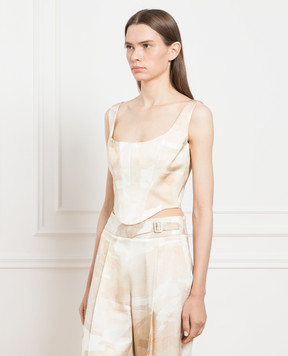 Ermanno Scervino Бежевый топ в камуфляжном принте D422L702IHN