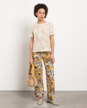 Max Mara Желтые брюки клеш Licia в абстрактный принт. LICIA