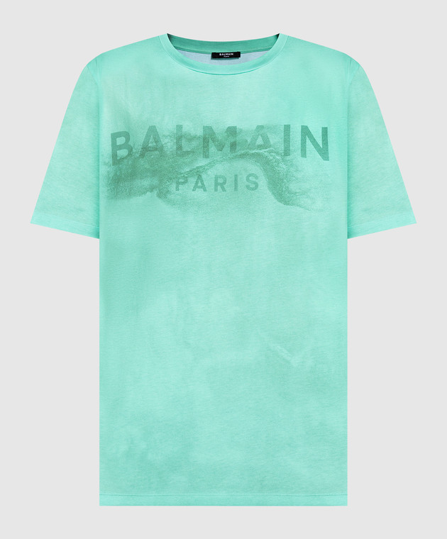 Balmain Green t-shirt with logo print AH1EG010GC61
