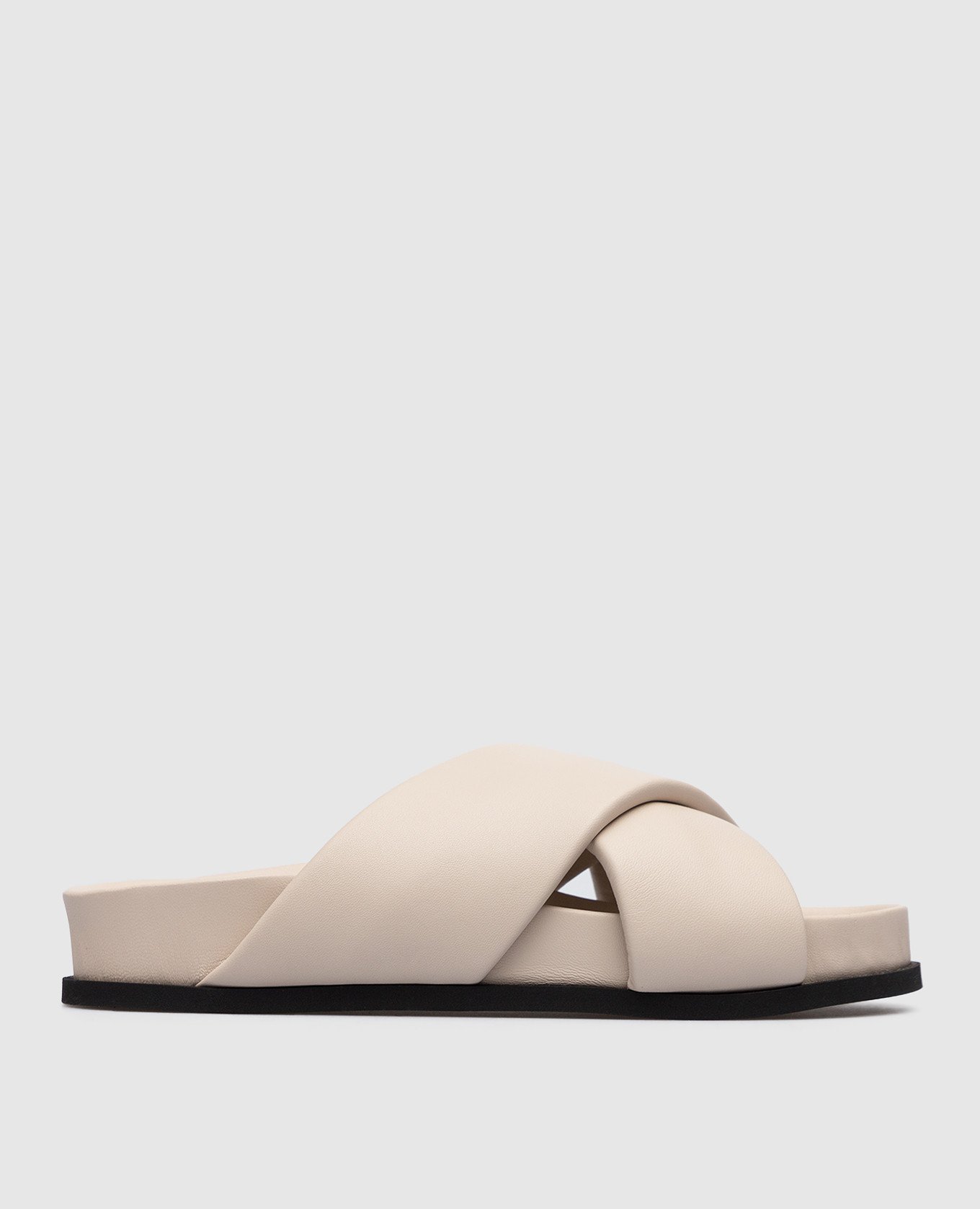 Albinia Beige Leather Slippers
