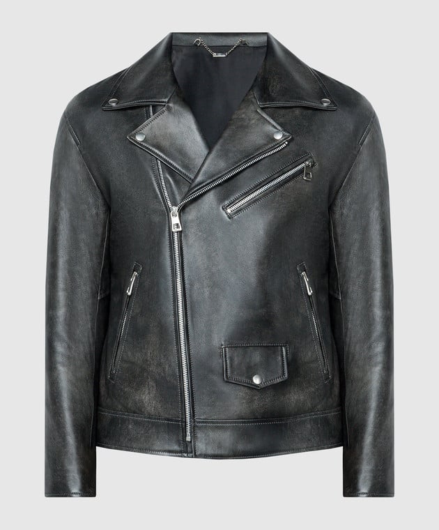 Babe Pay Pls Gray leather jacket with a distressed effect 2113AANTIK