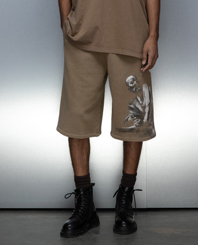 Off-White Бежевые шорты с принтом S.Matthew OMCI016S24FLE001