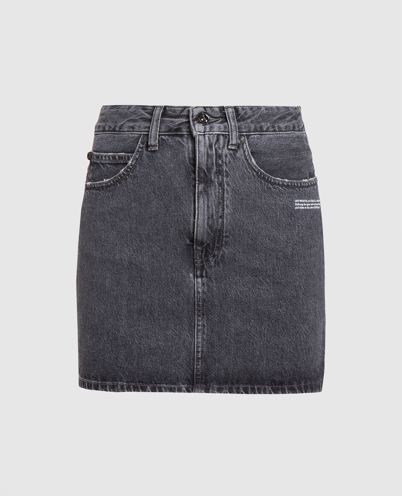 

Серая джинсовая юбка мини, Серый, Юбки прямые