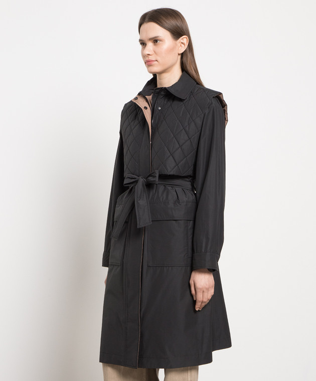 Brunello Cucinelli Black trench coat with figured quilting MB5749584 image 3