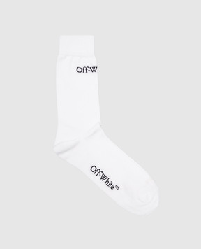 Off-White Белые носки с контрастным узором логотипа OMRA084C99KNI001