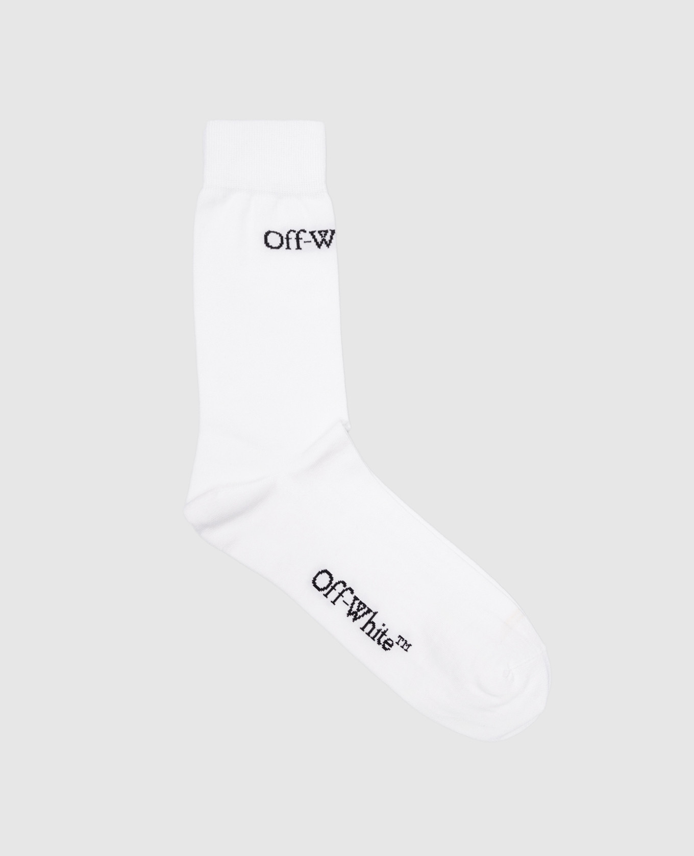White socks with contrasting logo pattern