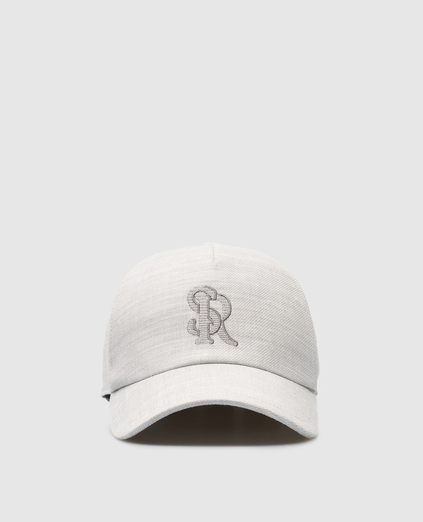 Gray linen and wool cap with logo embroidery