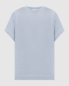 Brunello Cucinelli Голубая кашемировая футболка и шелком с люрексом M41810000