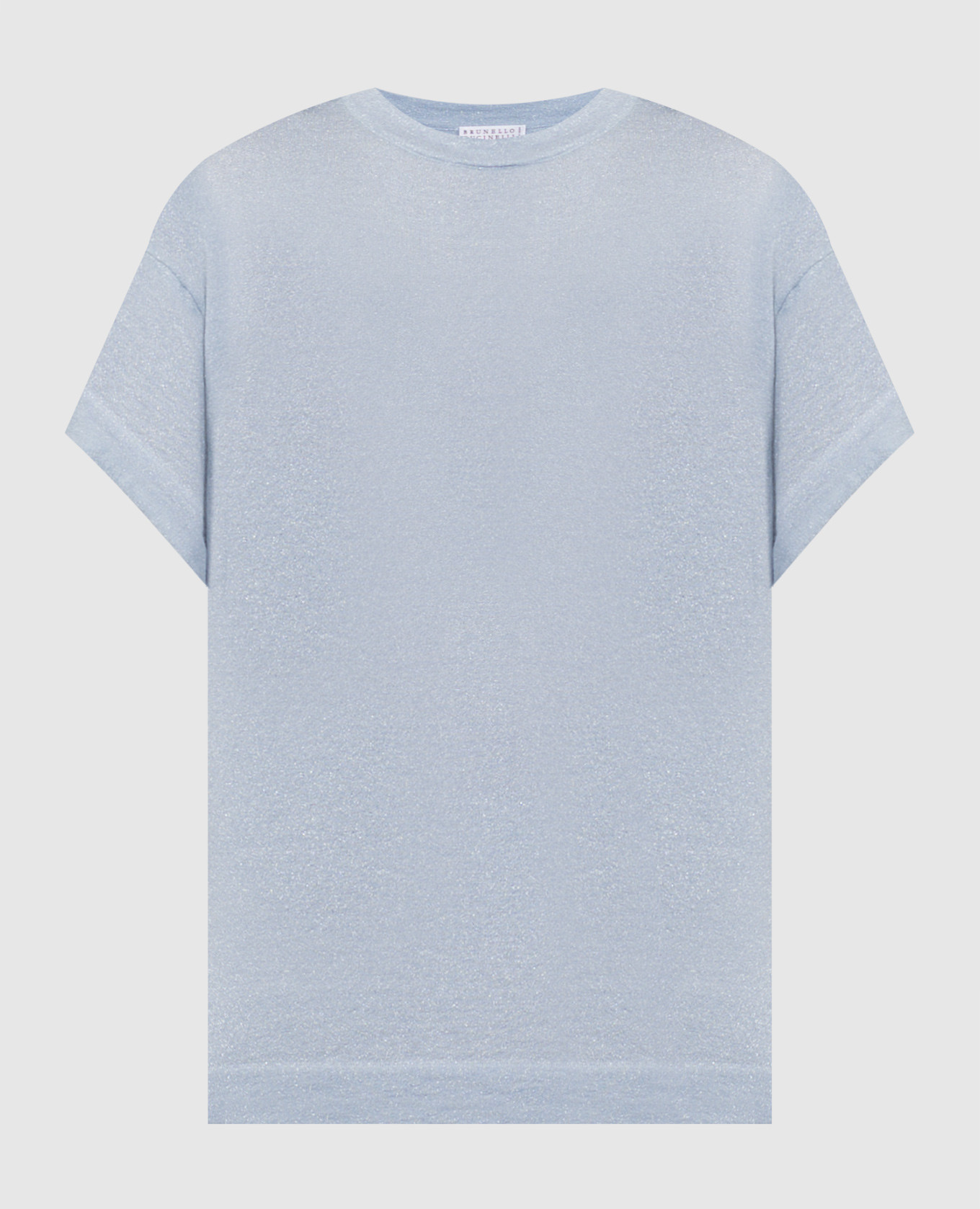 Blue cashmere and silk t-shirt with lurex