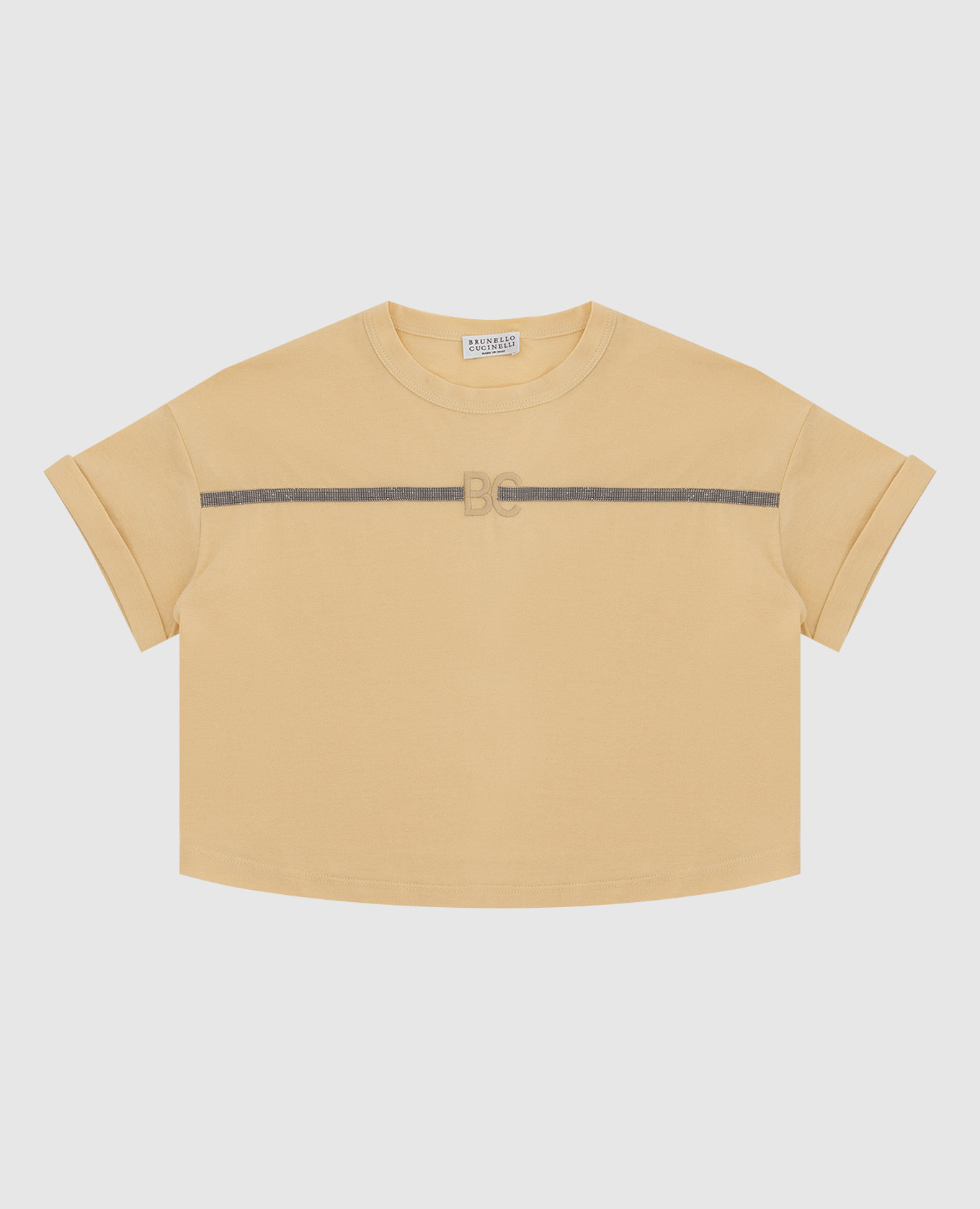 Детская желтая футболка с цепочками и монограммой