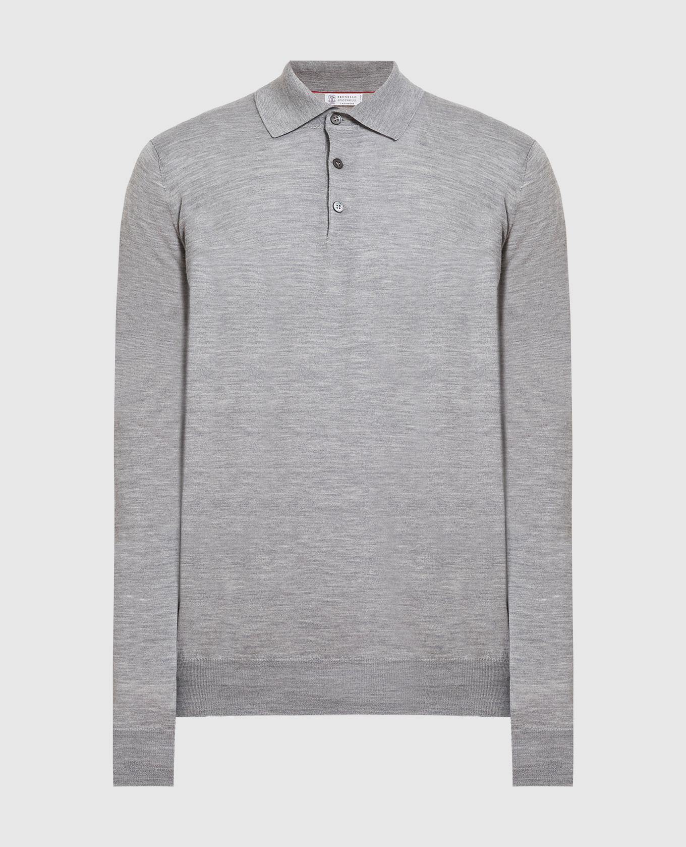 Gray wool and cashmere polo shirt