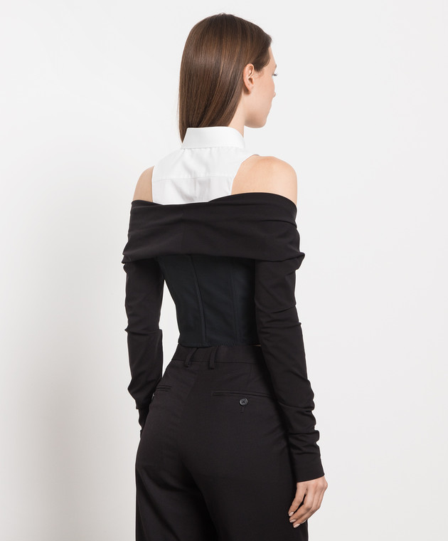 Dolce&Gabbana Black blouse with a corset F777NTGDBQ0 image 4