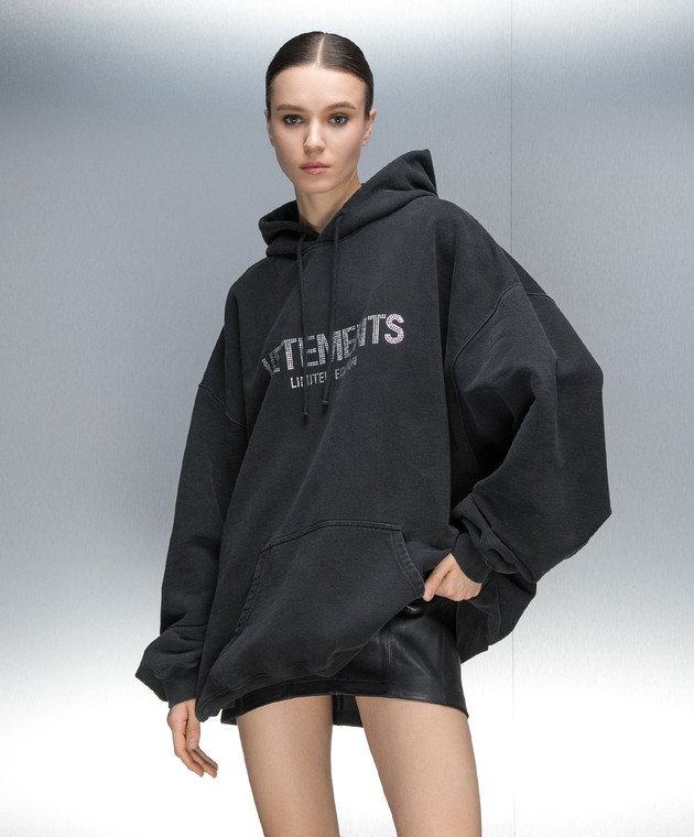 Vetements Черные худи с кристаллами UE64HD650B изображение 3
